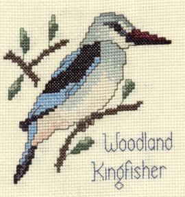 Woodland Kingfisher cross-stitch project picture